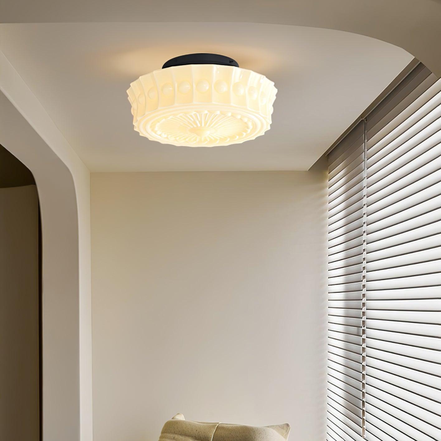 Solvendi | Minimalistische Geometrische Glazen Kom Semi Opbouw Plafondlamp