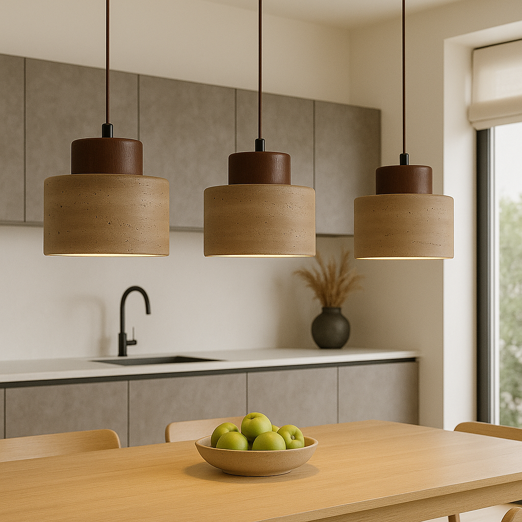 Lithos | Minimalistische Cilinder Travertijn Steen Hanglamp