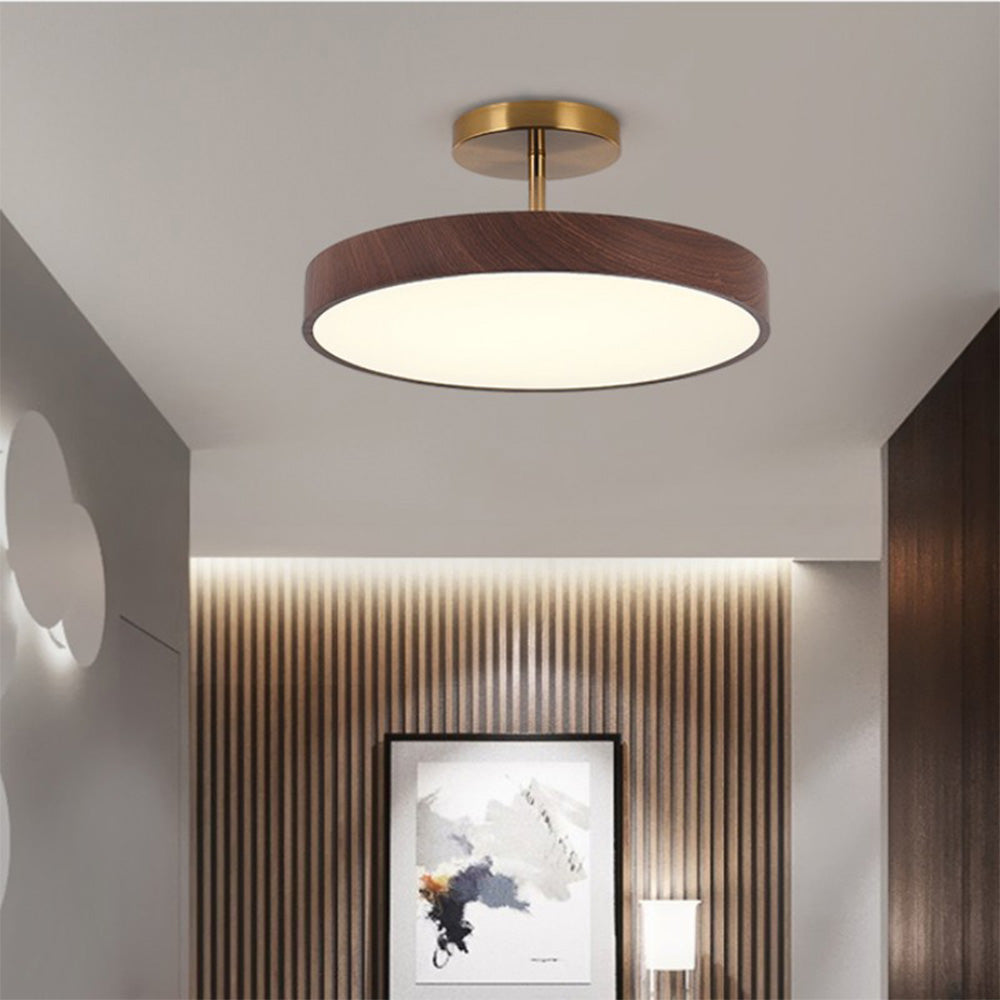 Sylva | Moderne Houtnerf Circulaire Semi-Plafondlamp