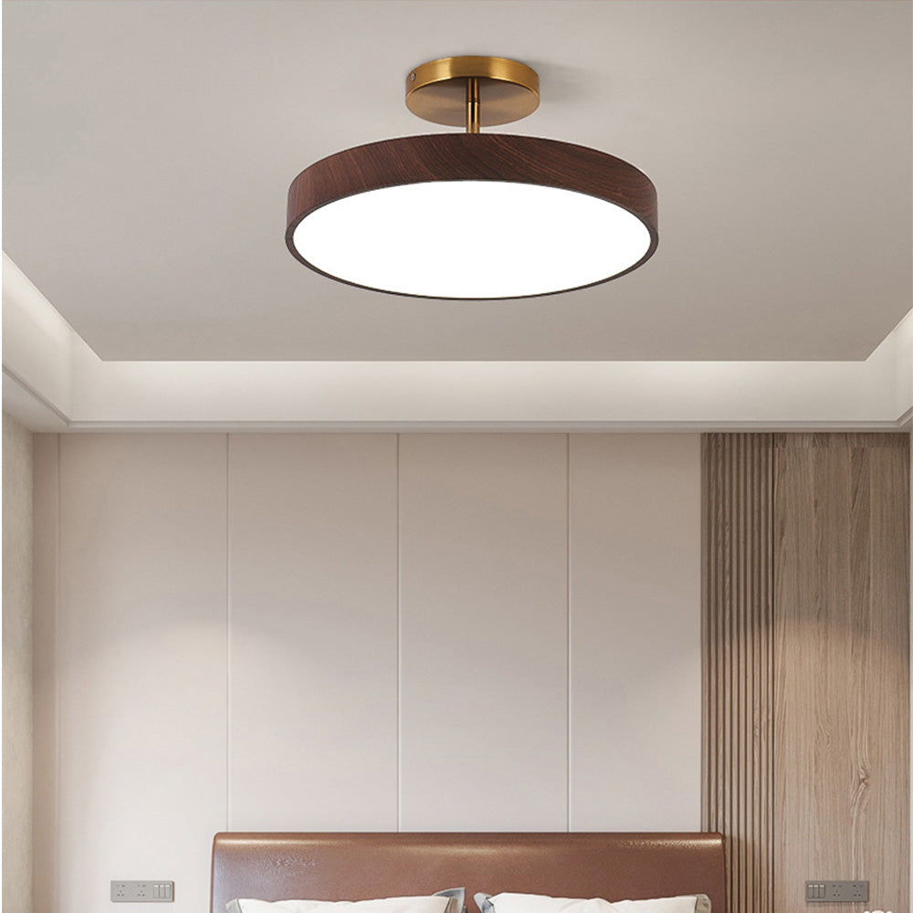 Sylva | Moderne Houtnerf Circulaire Semi-Plafondlamp