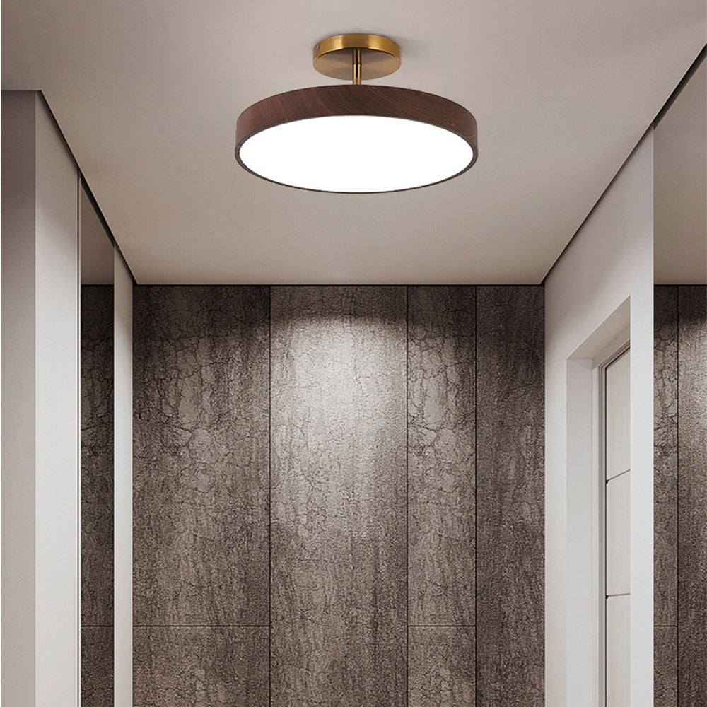 Sylva | Moderne Houtnerf Circulaire Semi-Plafondlamp