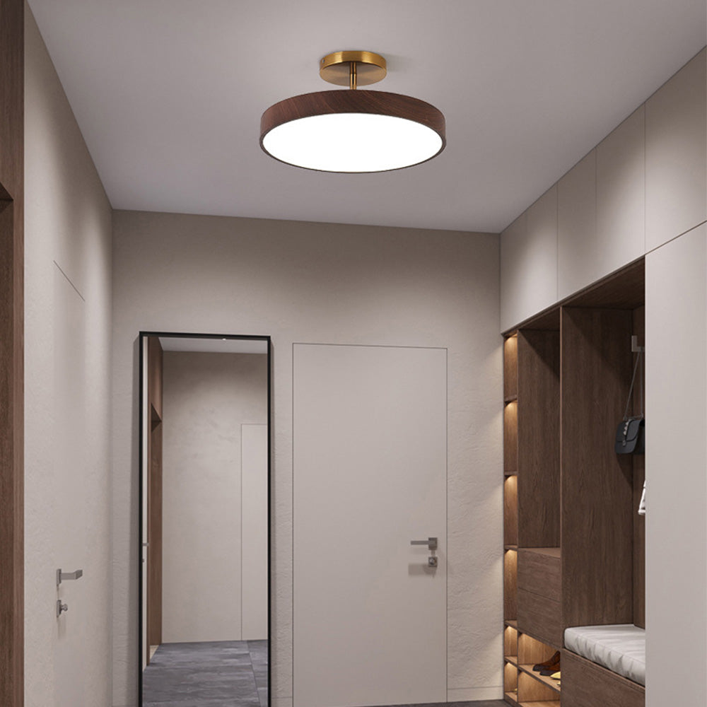 Sylva | Moderne Houtnerf Circulaire Semi-Plafondlamp