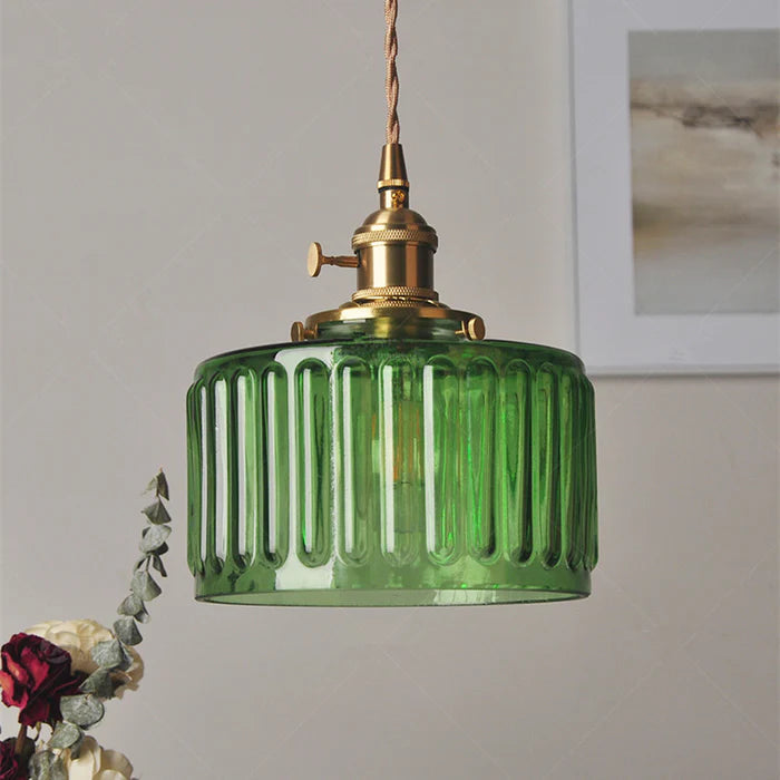Viridis | Retro Textuur Glazen Cilinder Hanglamp