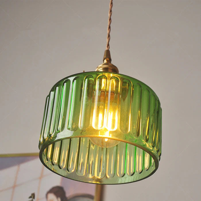 Viridis | Retro Textuur Glazen Cilinder Hanglamp