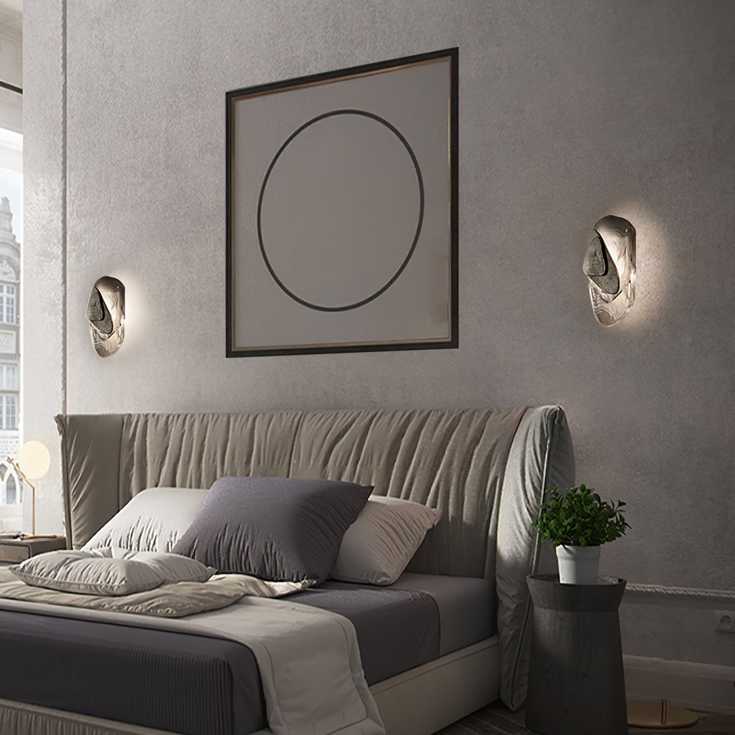 Zoryathen | Doorschijnende glazen geribbelde wandlamp