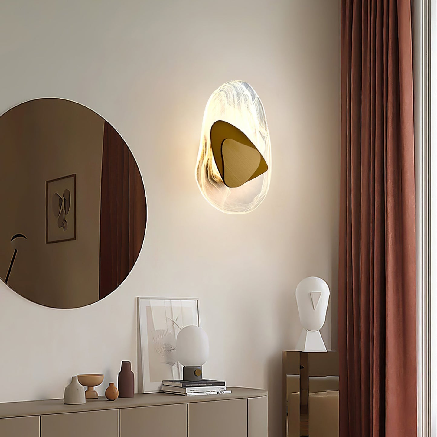 Zoryathen | Doorschijnende glazen geribbelde wandlamp
