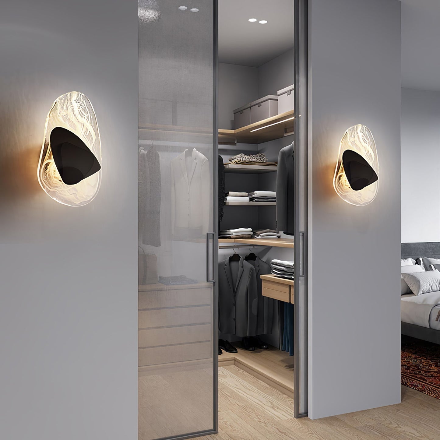 Zoryathen | Doorschijnende glazen geribbelde wandlamp