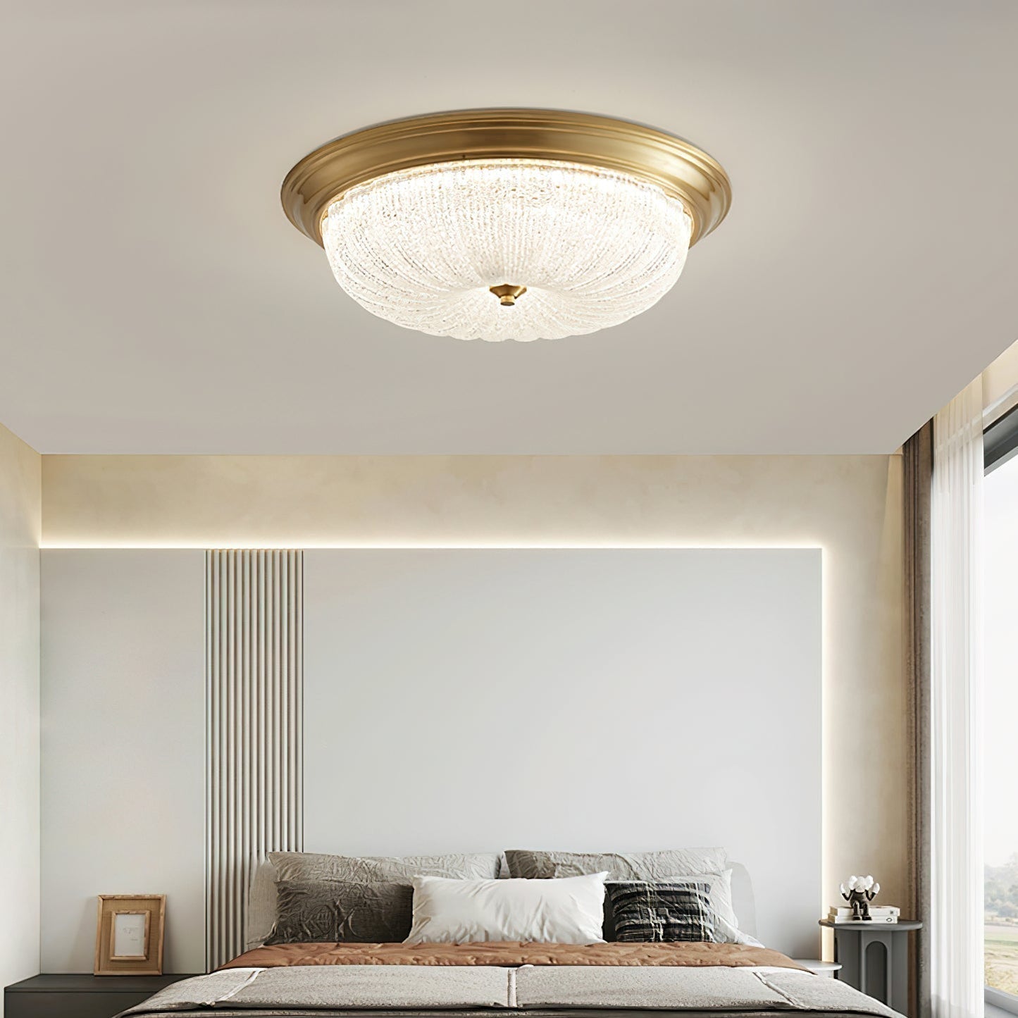 Elvore | Grote Ornamentele Frosted Glas Gewelfde Inbouw Plafondlamp