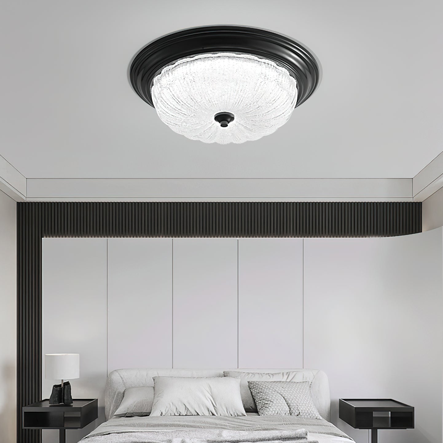Elvore | Grote Ornamentele Frosted Glas Gewelfde Inbouw Plafondlamp