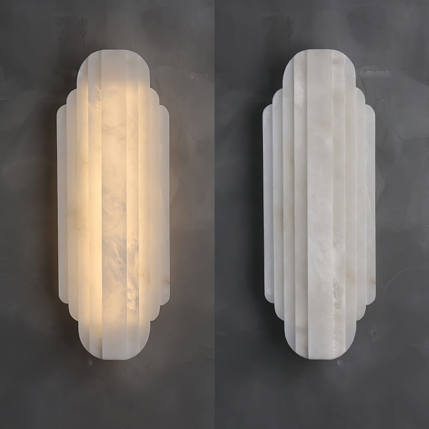 Aethelard | Art Deco Alabaster Pilaar Architectonische Wandlamp