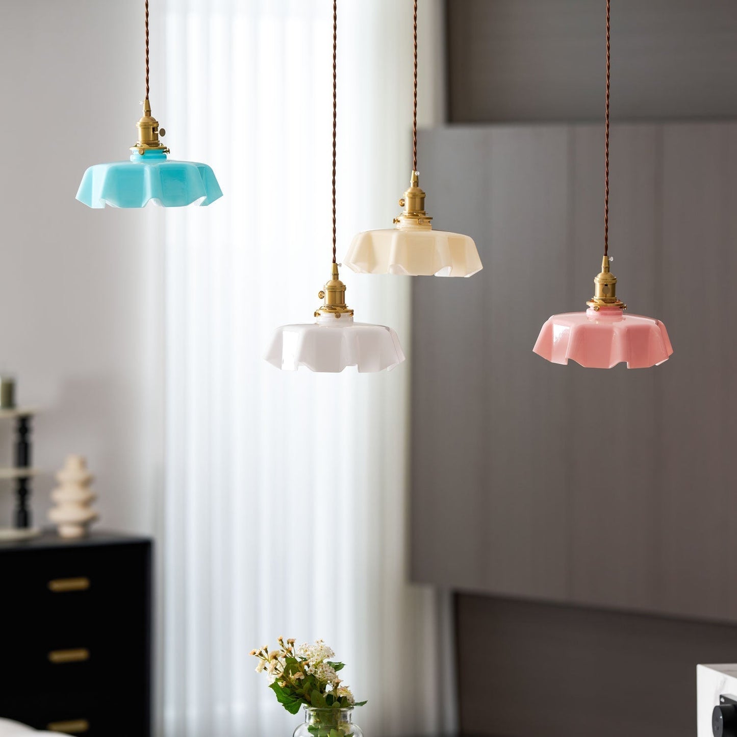 Kelvarna | Vintage Geplooide Glazen Fluted Hanglamp