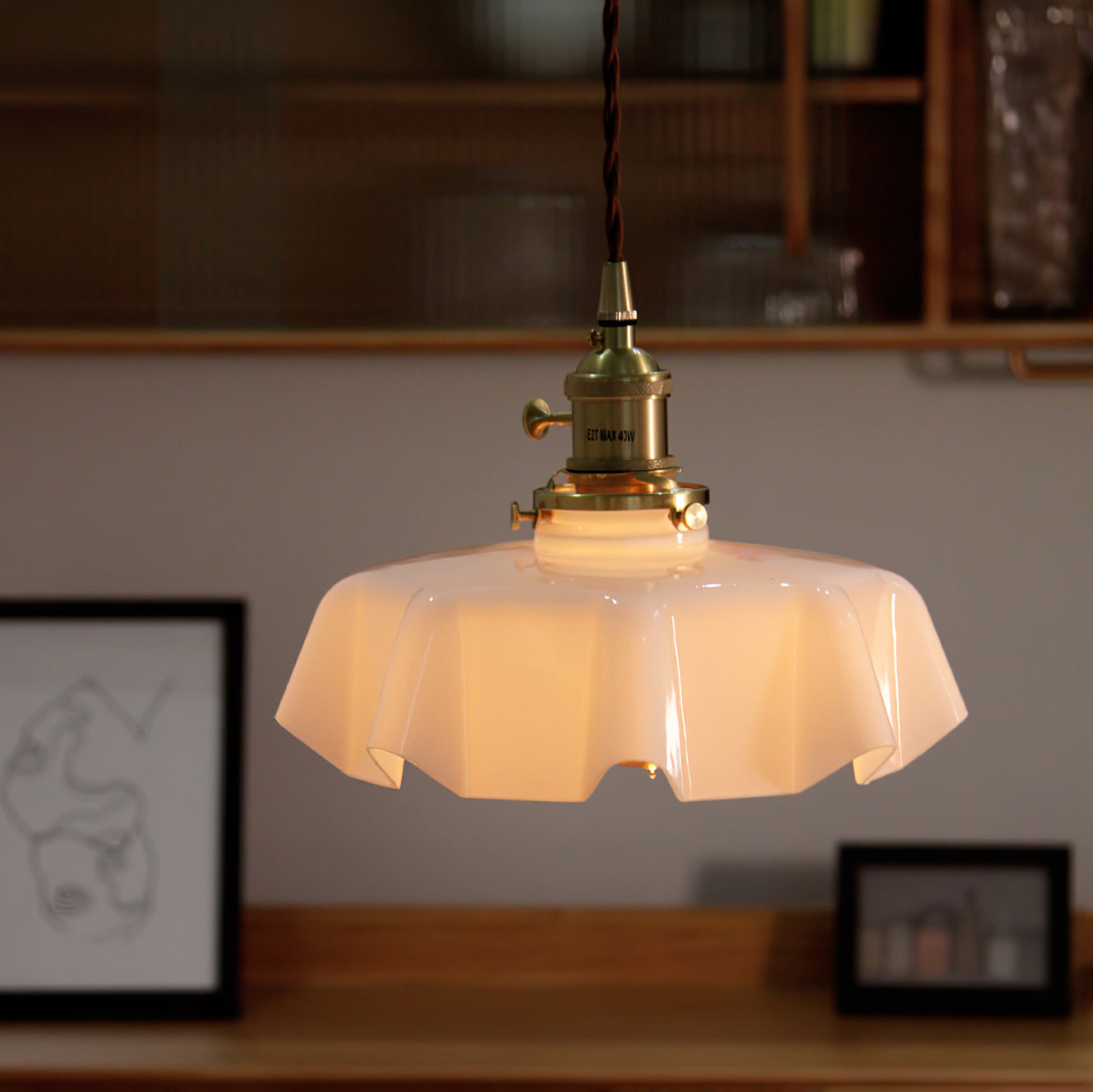 Kelvarna | Vintage Geplooide Glazen Fluted Hanglamp