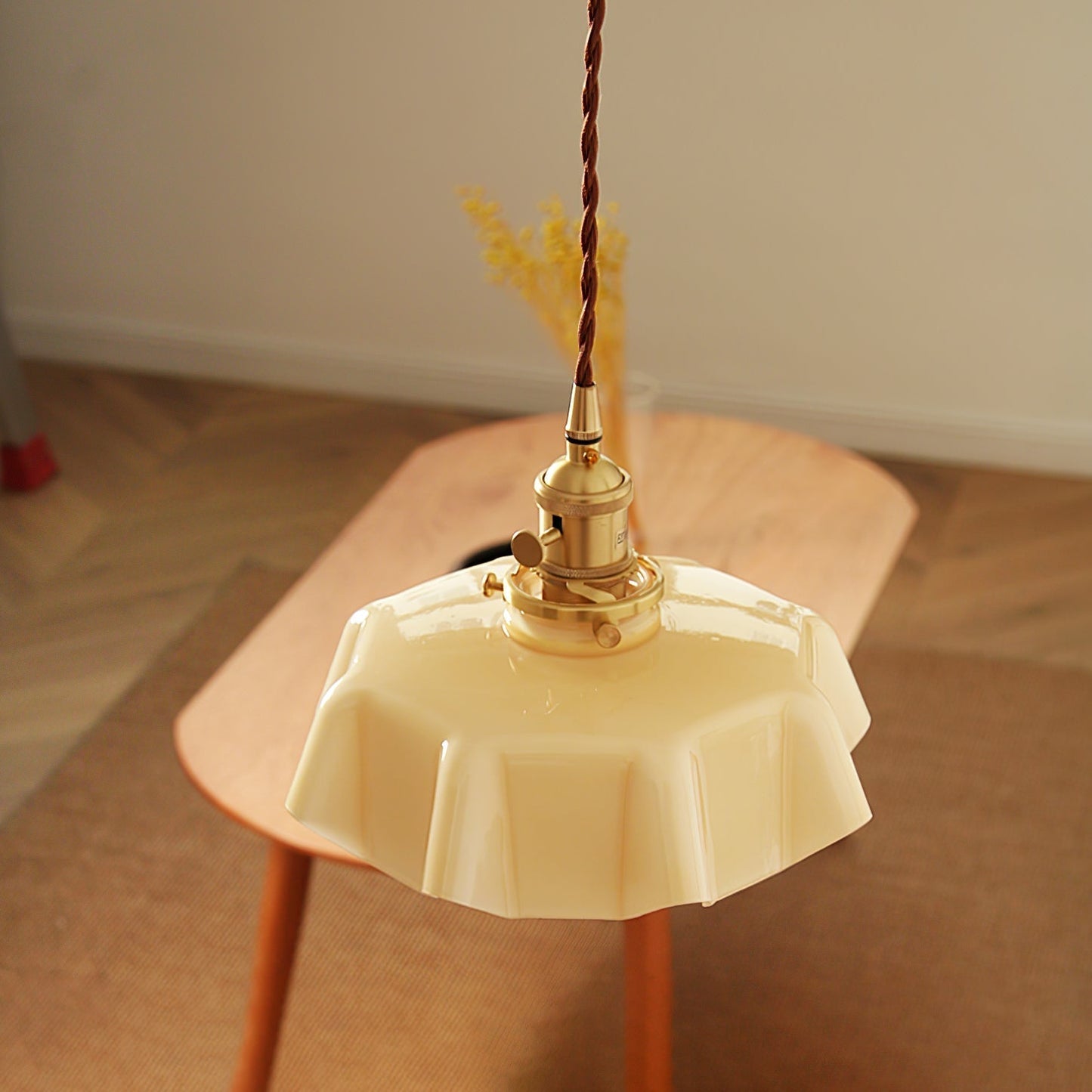Kelvarna | Vintage Geplooide Glazen Fluted Hanglamp