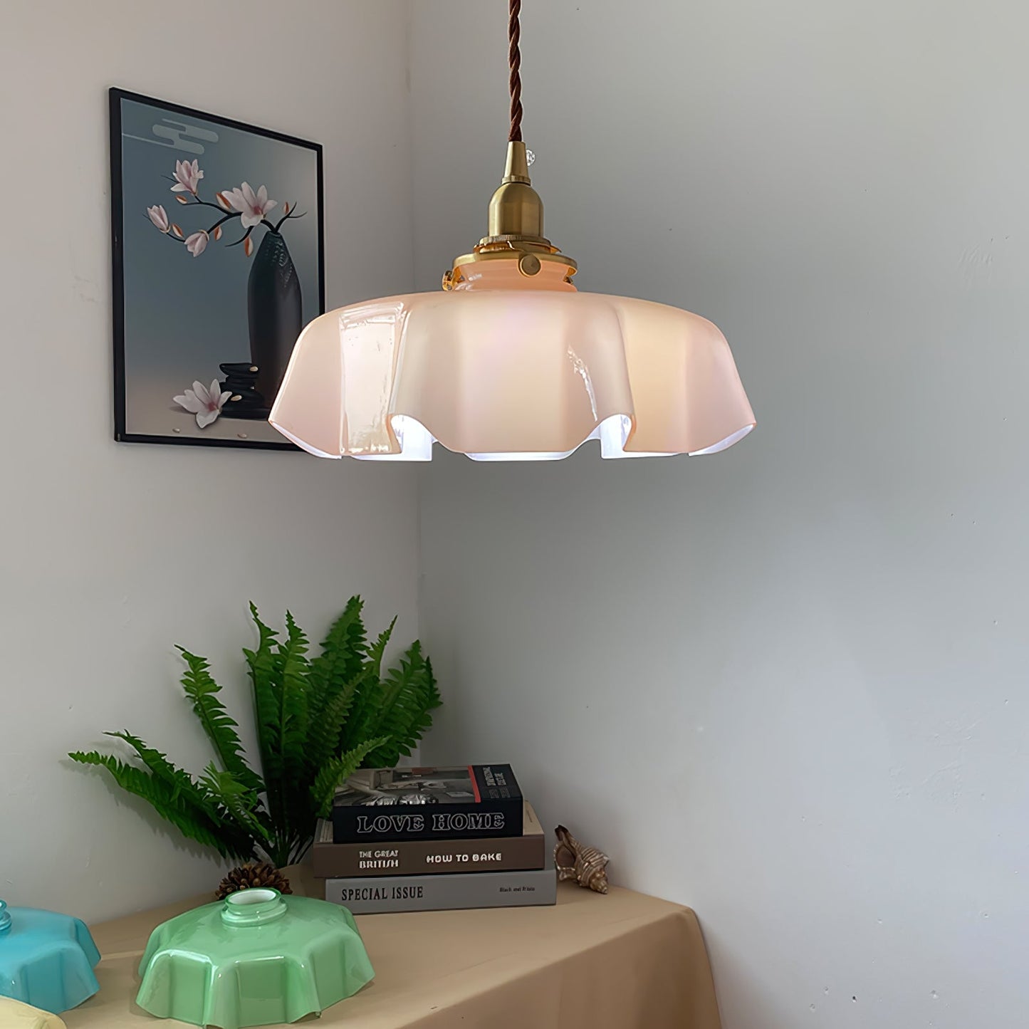Kelvarna | Vintage Geplooide Glazen Fluted Hanglamp