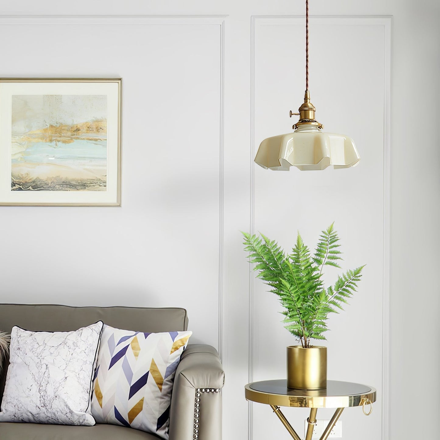 Kelvarna | Vintage Geplooide Glazen Fluted Hanglamp