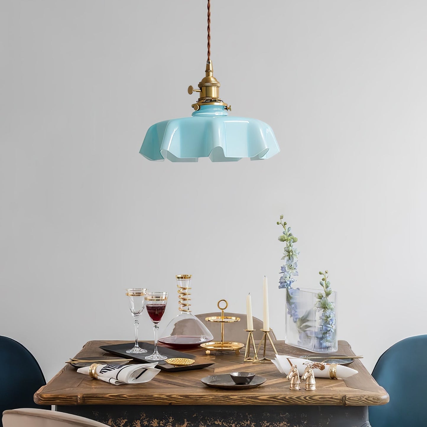Kelvarna | Vintage Geplooide Glazen Fluted Hanglamp