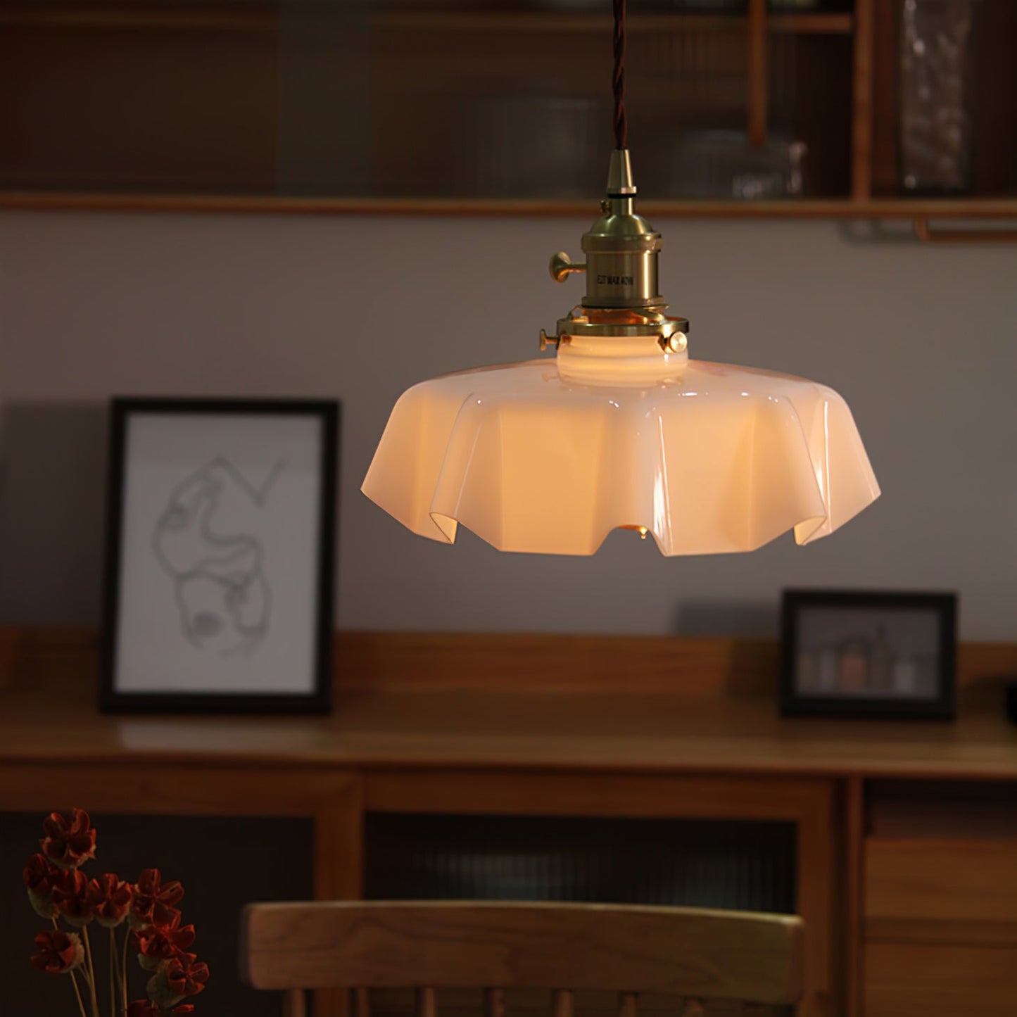 Kelvarna | Vintage Geplooide Glazen Fluted Hanglamp