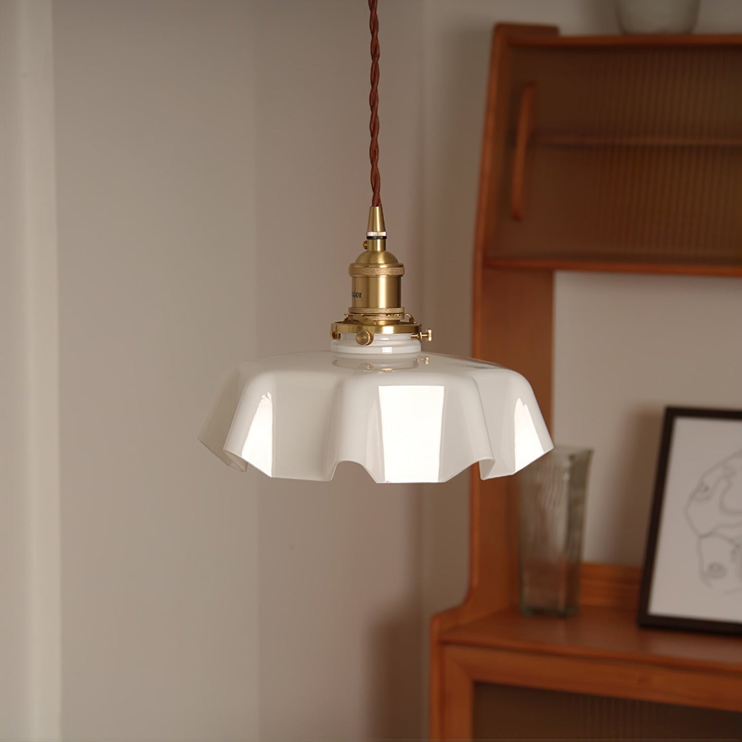 Kelvarna | Vintage Geplooide Glazen Fluted Hanglamp