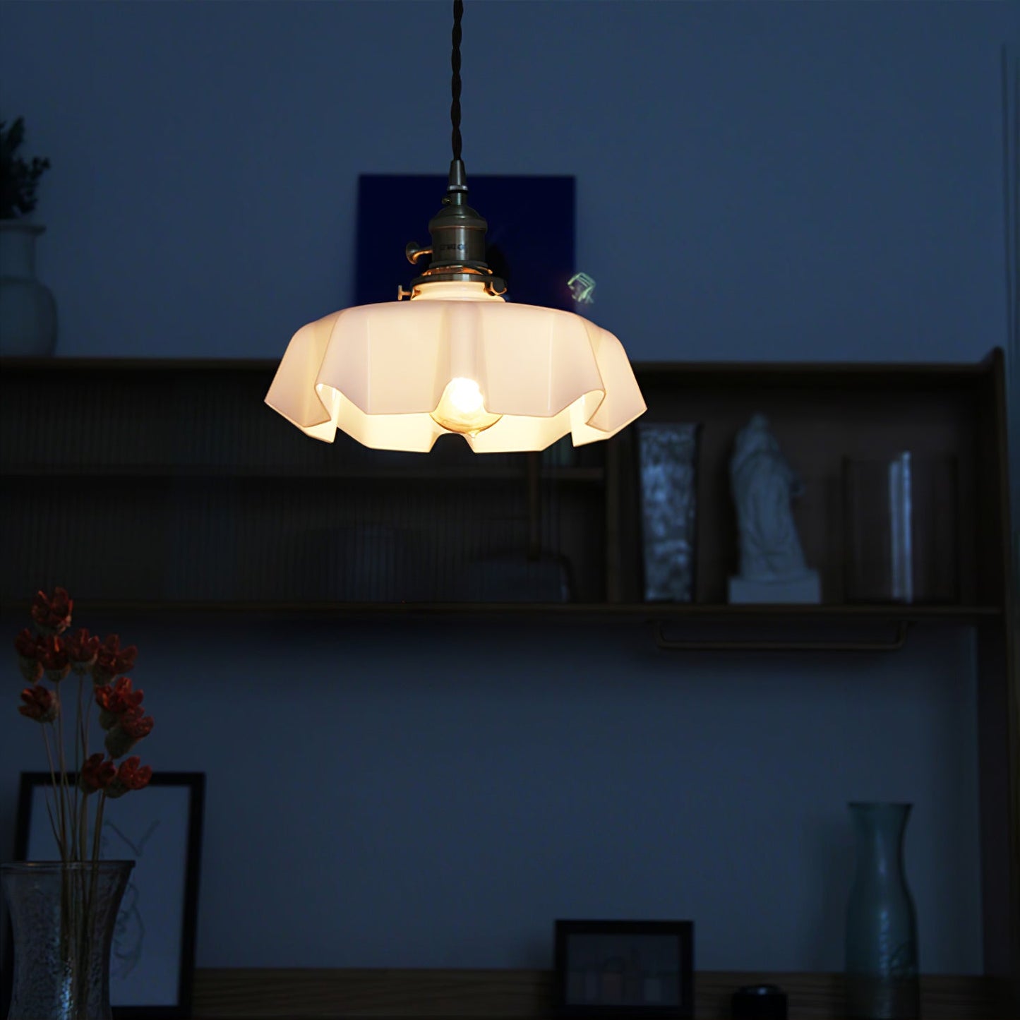 Kelvarna | Vintage Geplooide Glazen Fluted Hanglamp