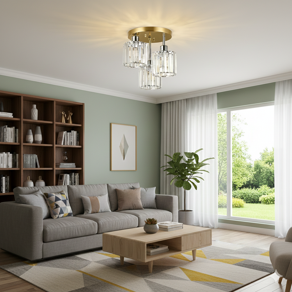 Luminera | Elegante Kristallen Glazen Semi-Plafondlamp