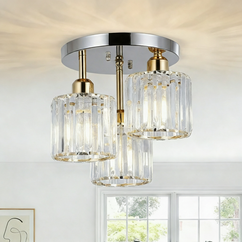 Luminera | Elegante Kristallen Glazen Semi-Plafondlamp