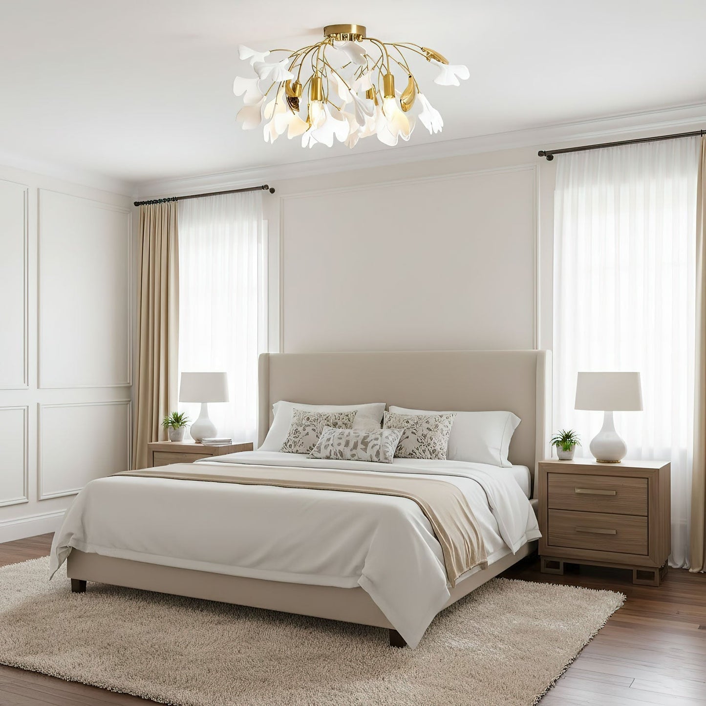 Zephryon | Botanische keramische bladcluster plafondlamp