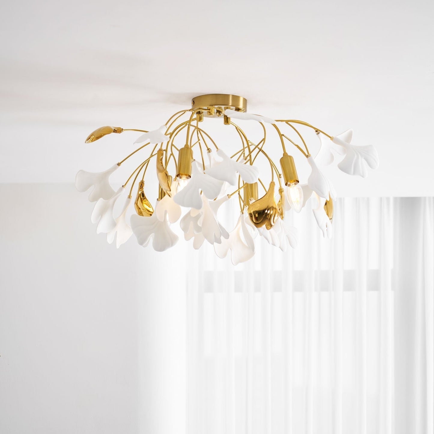 Zephryon | Botanische keramische bladcluster plafondlamp