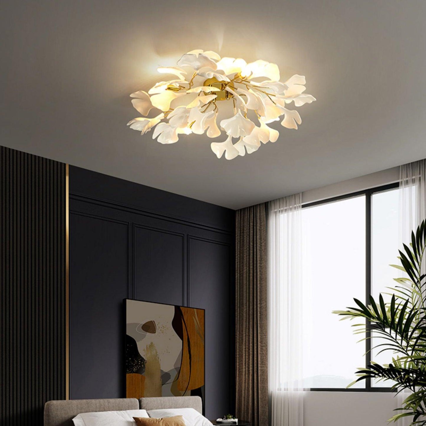 Zephryon | Botanische keramische bladcluster plafondlamp