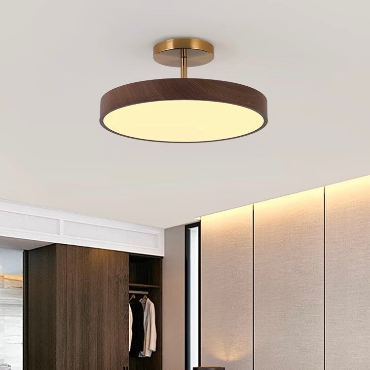 Sylva | Moderne Houtnerf Circulaire Semi-Plafondlamp