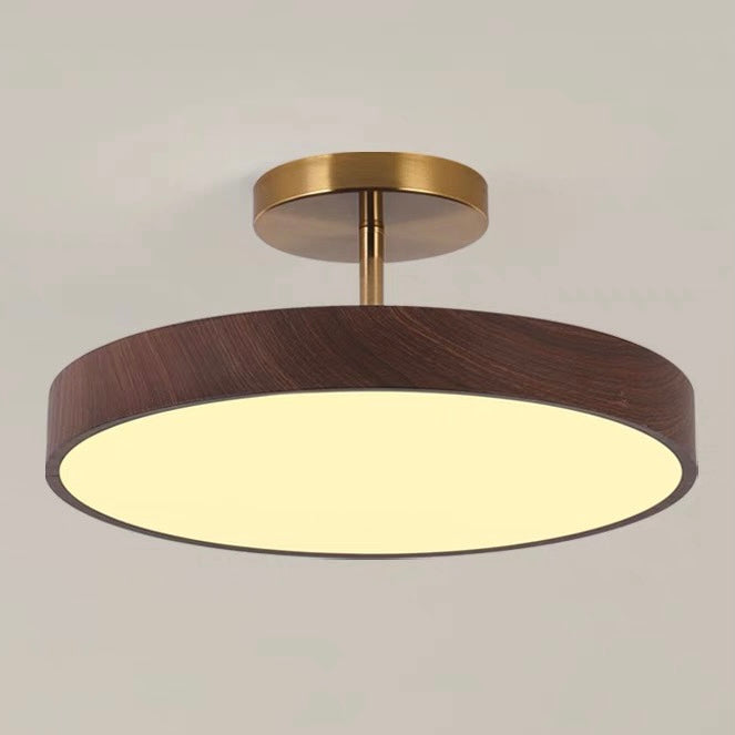 Sylva | Moderne Houtnerf Circulaire Semi-Plafondlamp