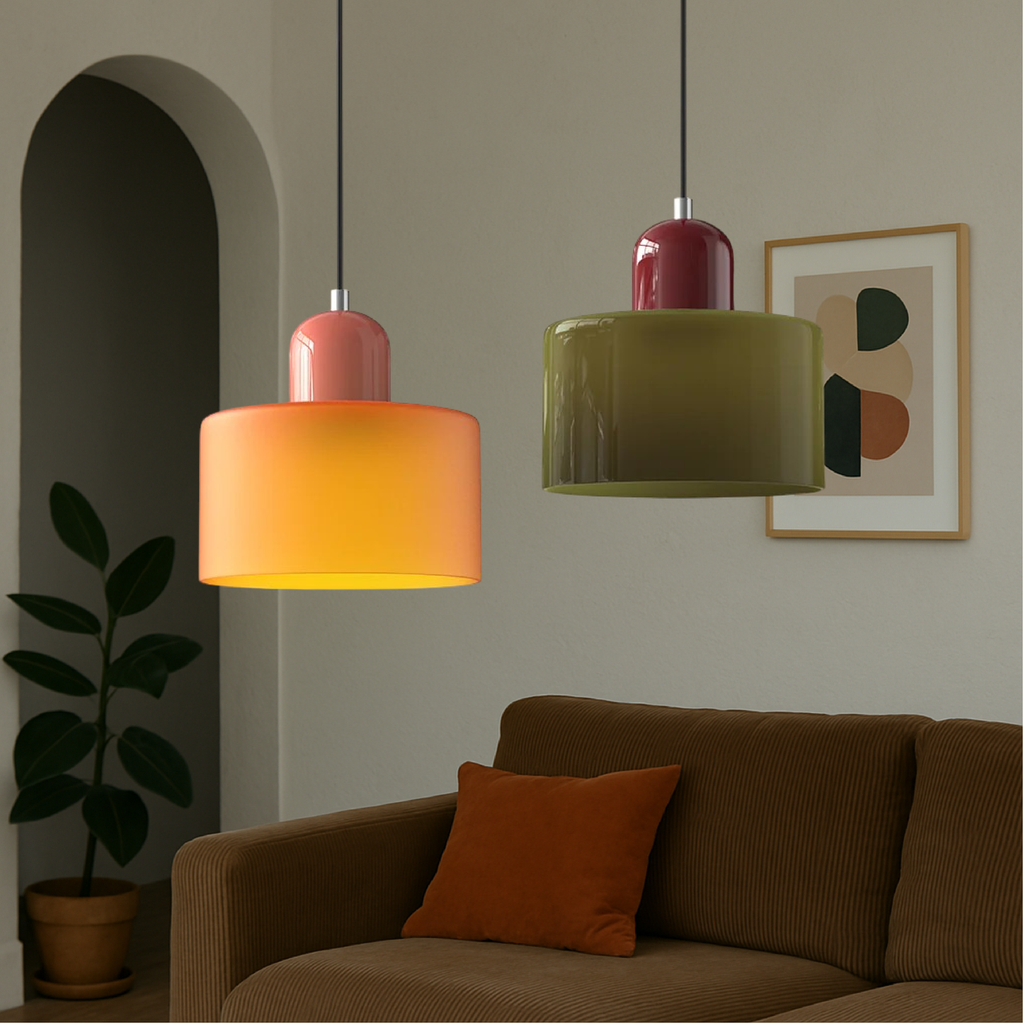 Chroma | Moderne Bauhaus Cilinder En Koepel Glas Hanglamp