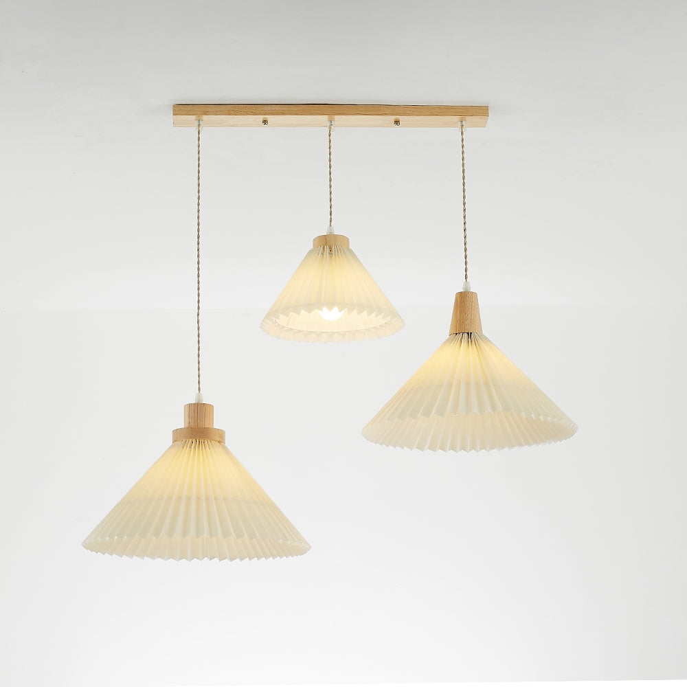 Luvithos | Architectonische Cluster Plissé Geplooide Houten Hanglamp