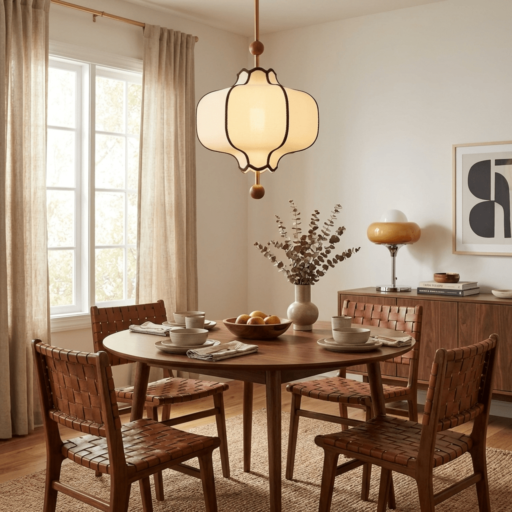 Kendrovy | Geribbelde Stoffen Lantaarn Silhouet Plafond Hanglamp