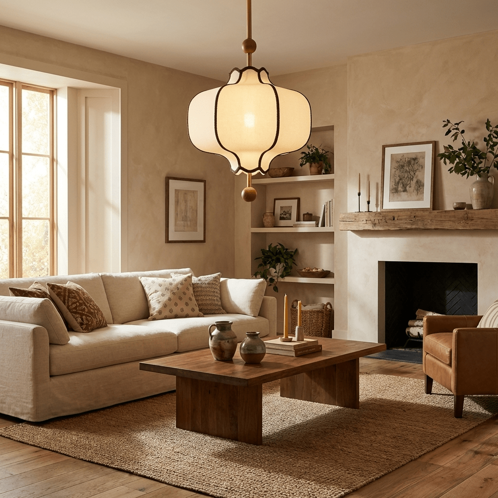 Kendrovy | Geribbelde Stoffen Lantaarn Silhouet Plafond Hanglamp
