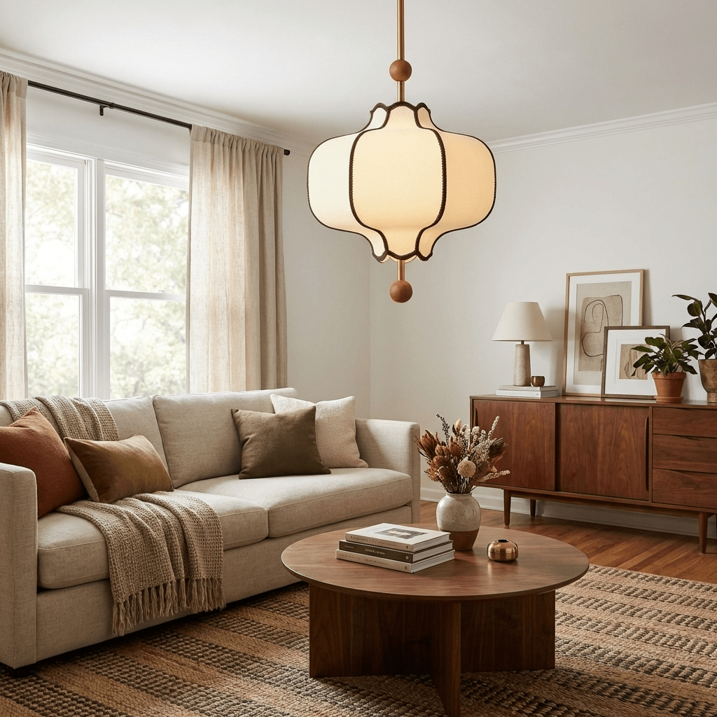 Kendrovy | Geribbelde Stoffen Lantaarn Silhouet Plafond Hanglamp