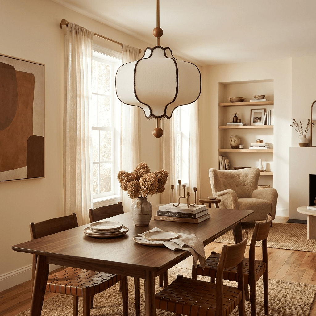 Kendrovy | Geribbelde Stoffen Lantaarn Silhouet Plafond Hanglamp