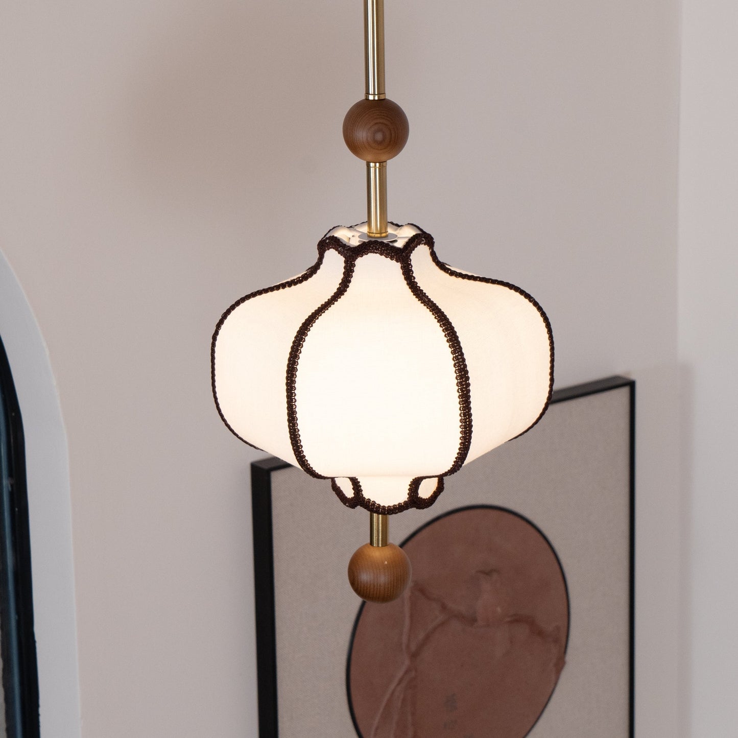 Kendrovy | Geribbelde Stoffen Lantaarn Silhouet Plafond Hanglamp