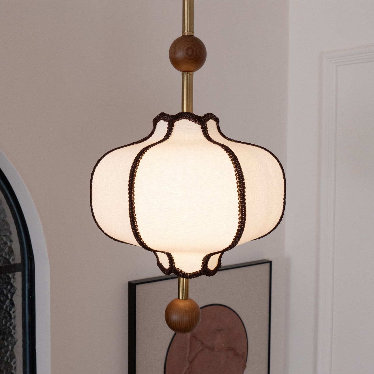 Kendrovy | Geribbelde Stoffen Lantaarn Silhouet Plafond Hanglamp