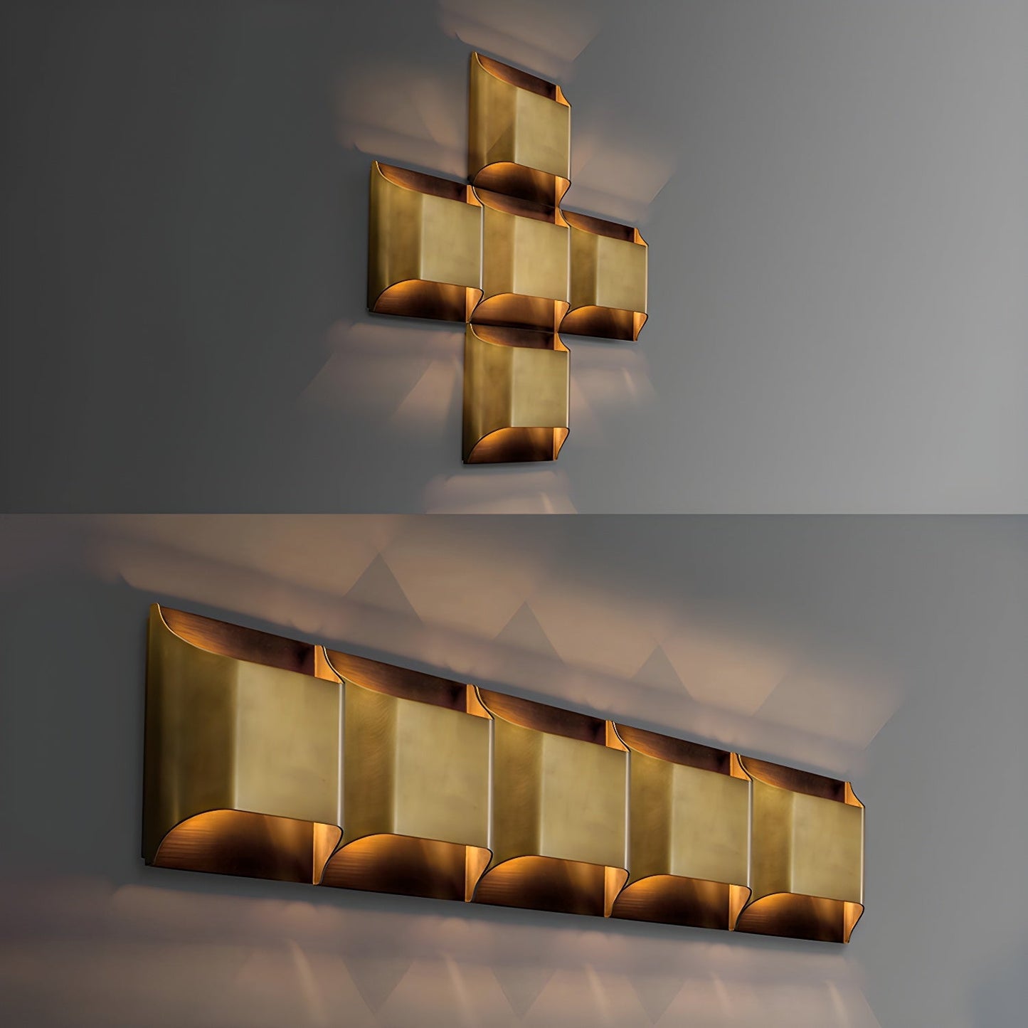 Kestrelon | Slanke silhouet geometrische messing wandlamp
