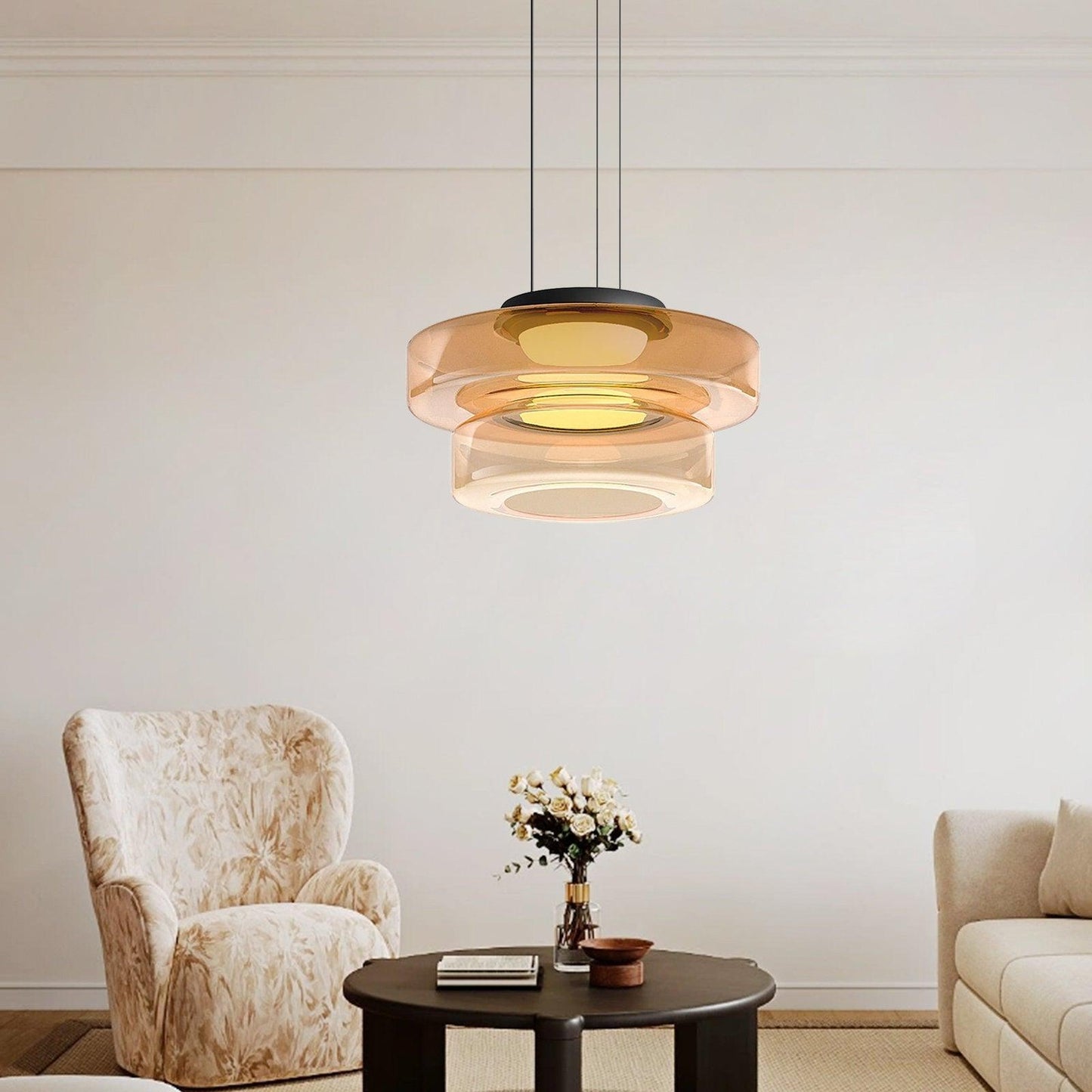 Kyntalor | Gelaagde Cirkelvormige Artistieke Glazen Hanglamp