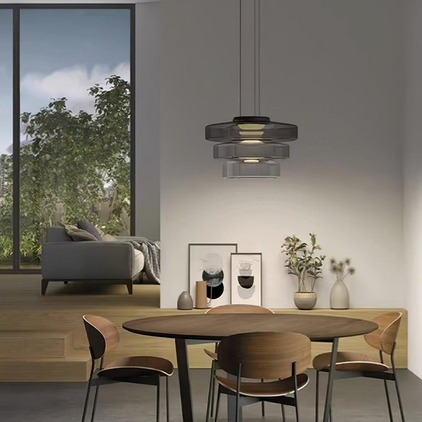 Kyntalor | Gelaagde Cirkelvormige Artistieke Glazen Hanglamp