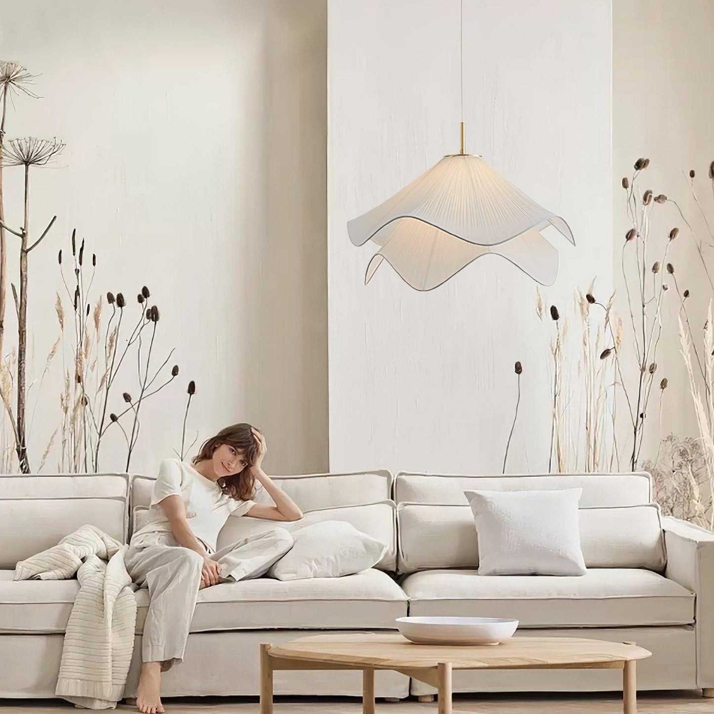 Corisande | Gelaagde Geplooide Stoffen Bloemen Hanglamp