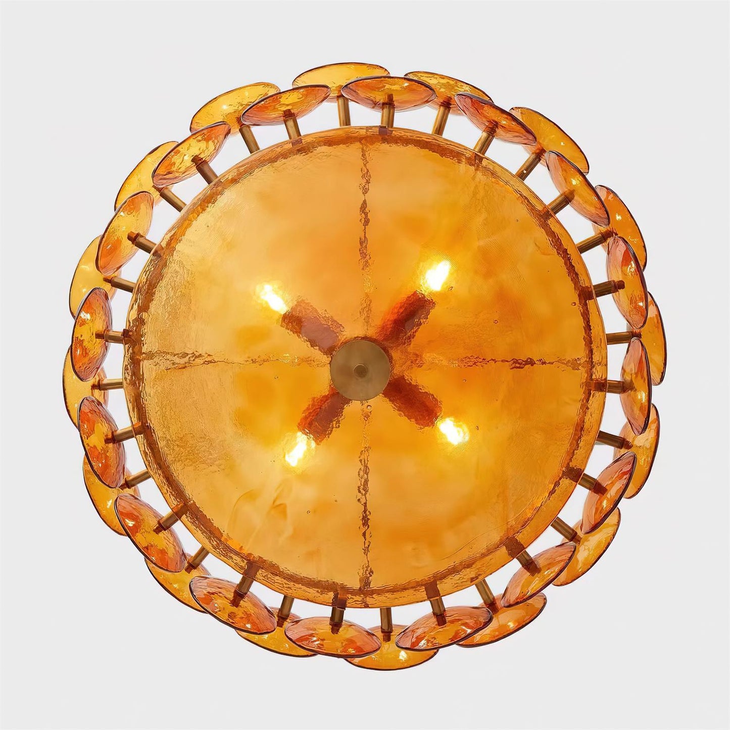 Karys | Elegante Laagjes Ronde Amber Glazen Drum Kroonluchter