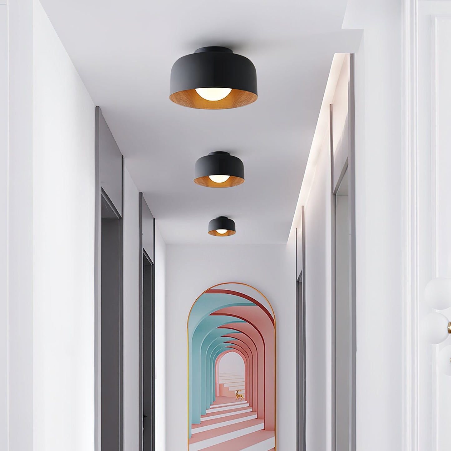 Vervante | Architectonische Gebogen Houtnerf Gestructureerde Plafondlamp