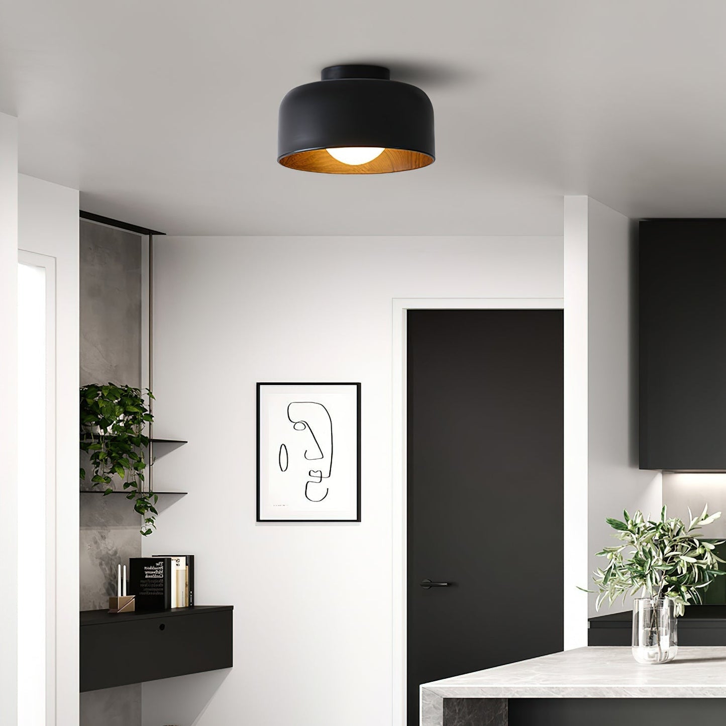 Vervante | Architectonische Gebogen Houtnerf Gestructureerde Plafondlamp