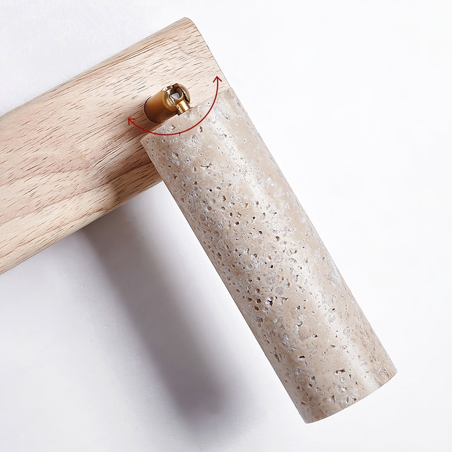 Verluxen | Strakke Cilindrische Travertijn Steen Wandlamp