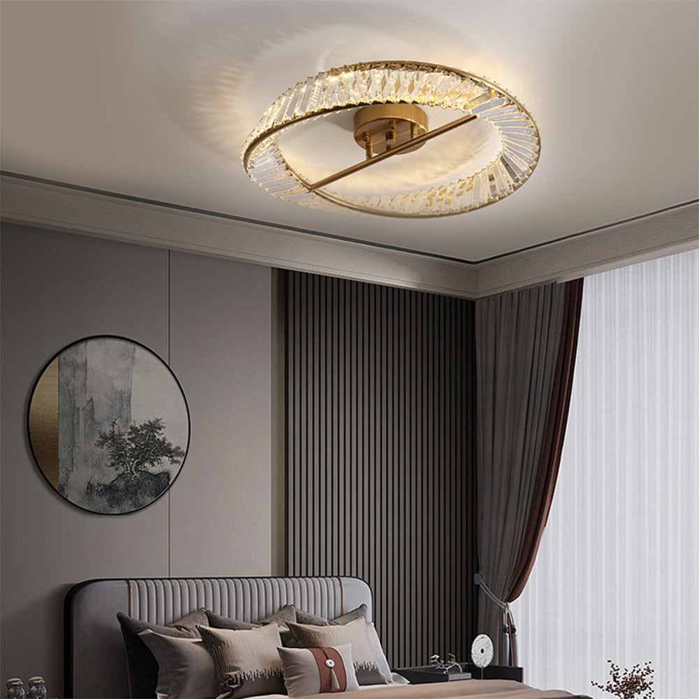 Crysella | Hedendaagse Stralende Kristallen Halo Ring Plafondlamp