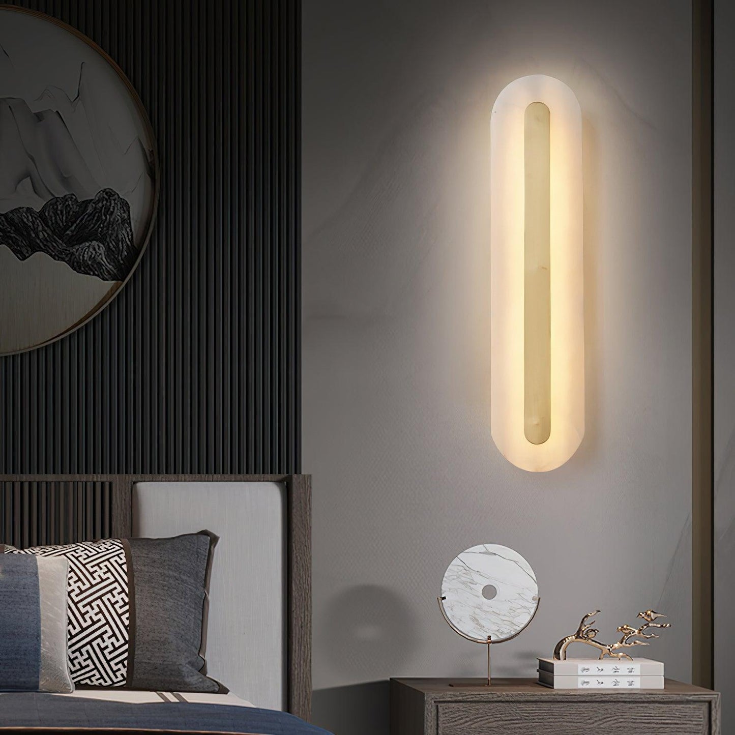 Corinthia | Albast cilindrische doorschijnende stenen wandlamp