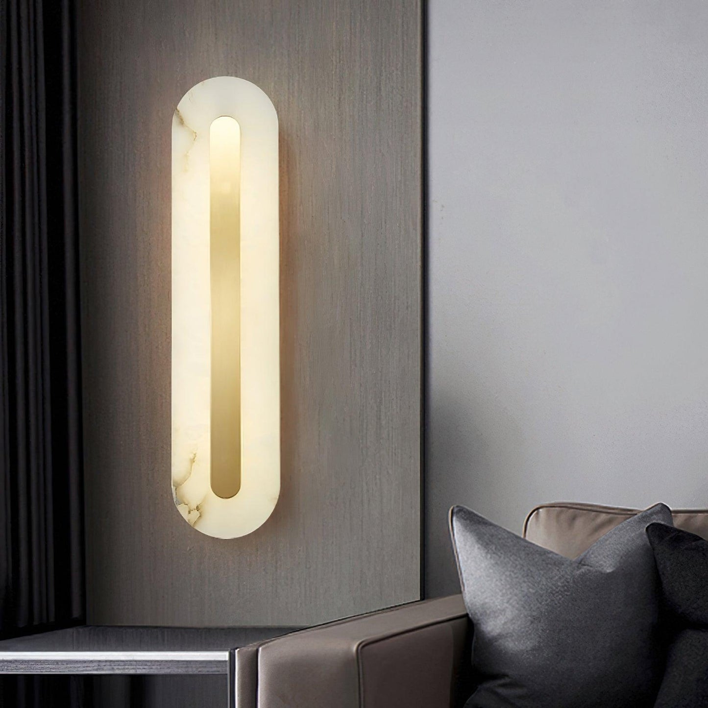 Corinthia | Albast cilindrische doorschijnende stenen wandlamp