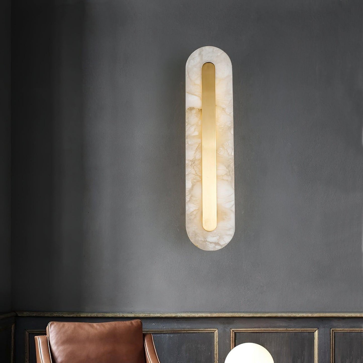 Corinthia | Albast cilindrische doorschijnende stenen wandlamp